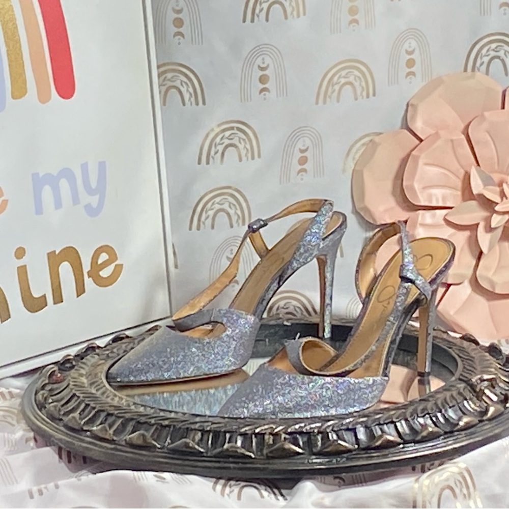 Jessica Simpson Glittering Silver Heels